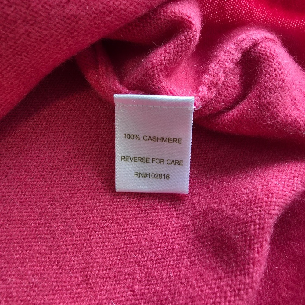Garnet Hill 100% Cashmere Babydoll Sweater Sz L Pink Roll Hem Soft Girl Coquette - Picture 12 of 14